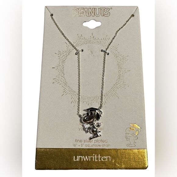 Unwritten Silver Plated Peanuts "Snoopy" Graduation Pendant Necklace, 16"+2" - Picture 3 of 4